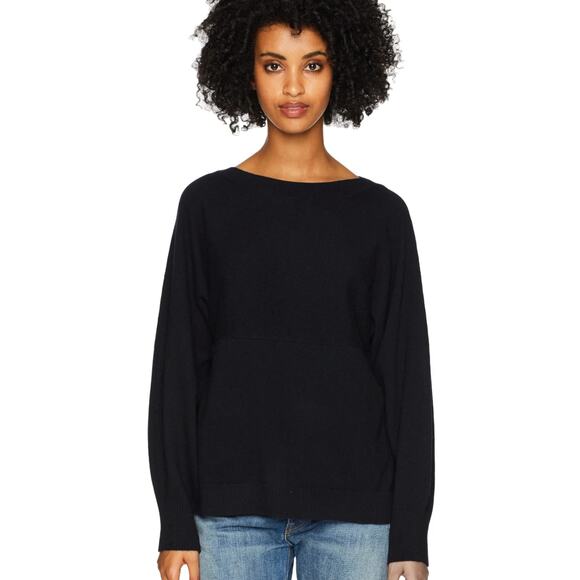 Vince Black Boat Neck Wool Cashmere Side Slit Sweater Tunic Lightweight Women XS - Picture 11 of 11